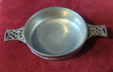 Scottish Piper Pewter Quaich Celtic Knot Handles