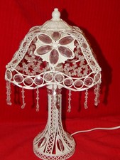 Shabby Chic Cream Metal Small Table Lamp Boudoir Style