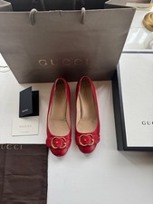 GUCCI Ladies Red Patent Leather GG Logo Shoes Size UK7  EU40