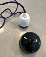 Black and White Ceramic bulb holder and black ceramic ceiling rose. Ex Cond.