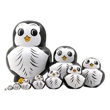 Traditional Russian Stacking Dolls 10Pcs Vibrant Animal Penguins Collectible Toy