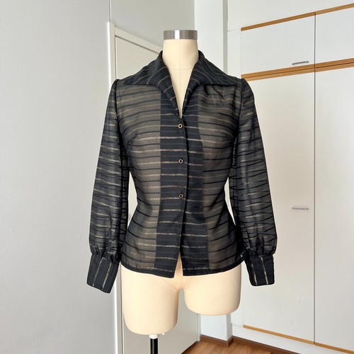 1970s black sheer - 1970s, blouse