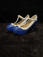 Blue Womens T-Strap Bowknot
