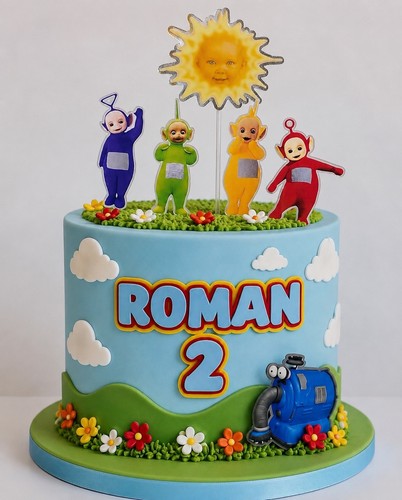 Personalised teletubbies cake - teletubbies,