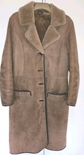 70's Vintage Quality Ladies Sheepskin Coat, Size 42", Leather Edges, Very Warm