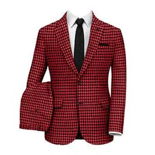 Men Houndstooth Suits Notch