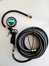 Tire Inflator Flexible Hose, Air line, 15m, for HGV w Digital Pressure Gauge Gun