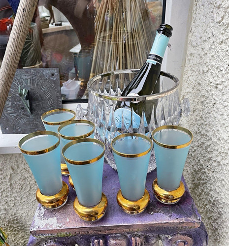 Set 1960s blue frosted - set, of
