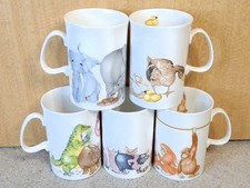 Bundle x5 Dunoon Fine Bone China Animal Mugs Cherry Denman Made In England