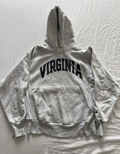 Champion Hoodie Grey Size Large Virginia Pullover Vintage