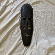 Vintage Handmade Hardwood African Tribal Wall Hung Face Mask 19 Tall African Art