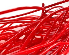 150g Red vitrigraph stringers, Bullseye Glass 90coe, for glass fusing