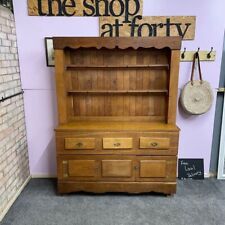 Early 20thC Large Triple Honey Oak Dresser 3 Drawers Over Cupboard Plate Racks