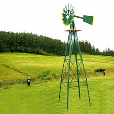 8FT Green Metal Windmill Yard