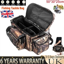 Large Fishing Tackle Bag Carryall Large Camo Holdall Multi Pocket Waterproof UK
