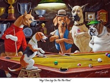 Dogs Playing Pool – “Hey!-