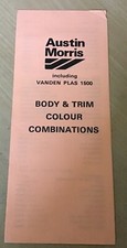 Austin Morris Inc Vanden Plas 1500 Paint and Trim  Colour Leaflet  3171/P