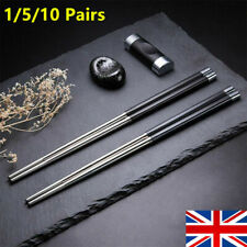 1-10 Pairs Japanese Chopsticks, Chinese Reusable Metal Sticks Sushi Korean UK