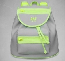 Abercrombie and Fitch Backpack NEW Girl's Sporty Neon Green/Gray Tote Book Bag