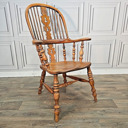 Antique windsor armchair elm - armchair,