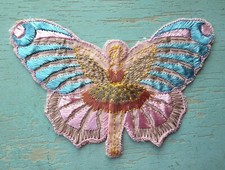 Vintage antique 1920s 1930s fabric applique butterfly flapper girl showgirl