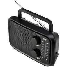 FM AM Portable Radio Bush PR-206 With Headphone Jack Mono Speaker Black 7030736
