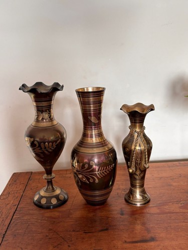 Brass vases set vintage - vases,