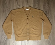 Women’s Vintage Haymaker Lacoste Knit Sweater Cardigan Large Tan Logo Y2K