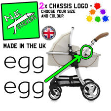 Replacement WHITE egg pram logos vinyl stickers buggy pushchair stroller decal