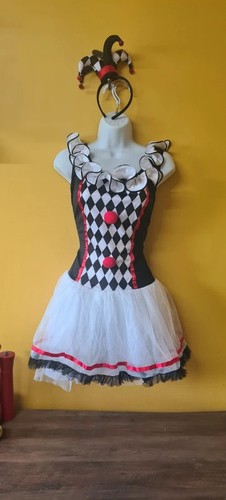 Harlequin jester costume dress - harlequin,