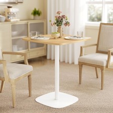 Small Dining Table, Kitchen Table with Wood Veneer Top and Steel Base, Natural