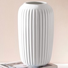 White Ceramic Vase, Large in