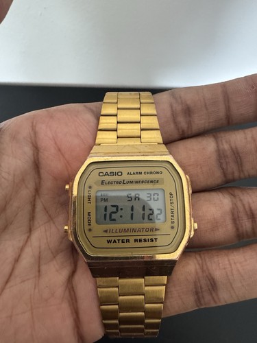 Casio a168 gold digital watch - gold,