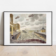 Art print Ravilious Barrage Balloons at a British Port gallery wall art vintage