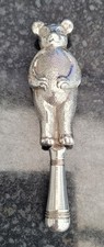 Antique Silver Babies Rattle and teether Bear unmarked.