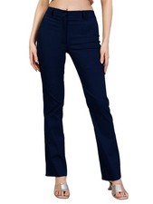 Girls Black high school trousers women straight leg office work day navy trouser
