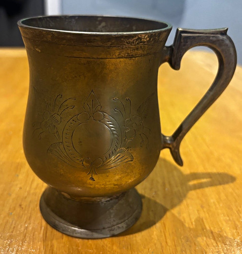 Brass tankard mug with - tankard, handle