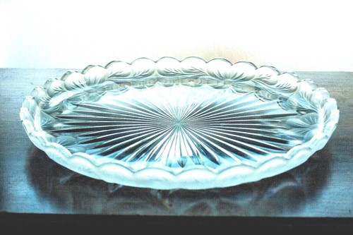 Vintage glass platter hand - glass,