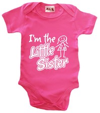 Dirty Fingers "I'm the Little Sister" Baby Girl Bodysuit Babygrow New Sister 