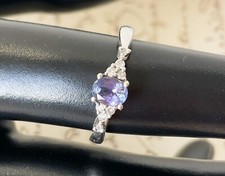 WHITE GOLD DIAMOND RING 9 carat Hallmarked Purple Stone Tanzanite Engagement