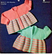 0532 Crochet Baby's Matinee Coats 0-6mths 4ply - Vintage Pattern Copy