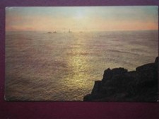 POSTCARD CORNWALL SUNSET AT LAND'S END - THE MOST WESTERLY POINT
