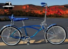 VINTAGE LOWRIDER 20" CUSTOM LOWRIDER BICYCLE BLUE/CHROME, 144 SPOKES WHEELS.