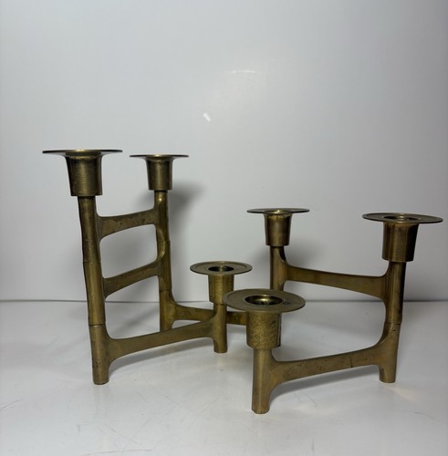 Vtg brass accordion candle - brass,