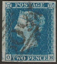 GB QV 1849 Two Penny Blue -