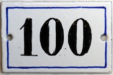 Old black French house number 100 door gate plate plaque enamel sign toilet WC