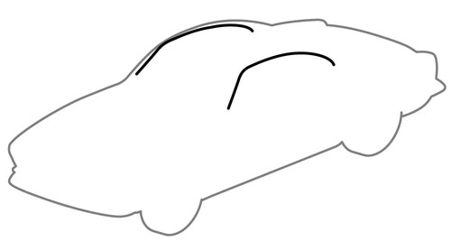 Roof trim seals pair - roof, vw