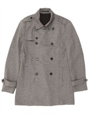 ZARA Mens Trench Coat UK 36 Small Grey Polyester TI13