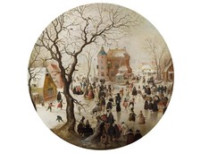 A Winter Scene with Skaters near a Castle 400 Piece Circular Jigsaw Puzzle