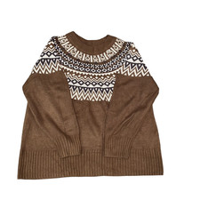 Era Wear Emu Jumper Womens Large Brown Fair Isle Nordic Winter Holiday Pullover